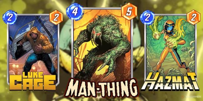 Marvel Snap Cards Luke Cage, Man-Thing And Hazmat