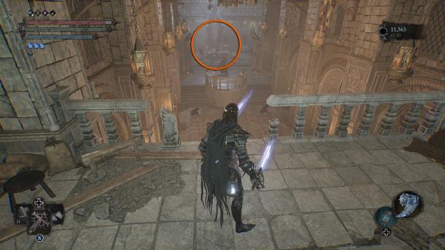 A circle showing the location of Abbot Vernoff's Key Lords of the Fallen